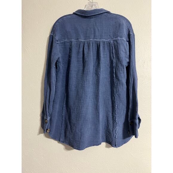 Free People Slub Cotton Button Down Long Sleeve Shirt XS - Picture 2 of 3